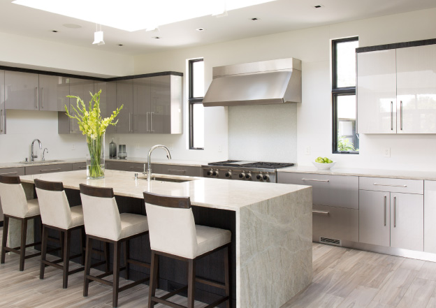 kitchen with island table and four chairs
